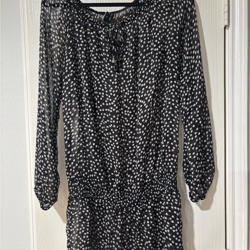 Jones New York Black and White Polka Dot Blouse